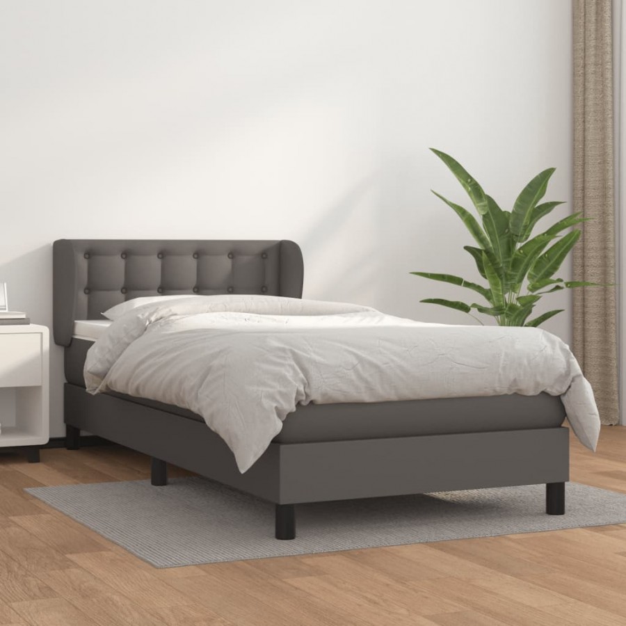 Cadre de lit avec matelas Gris 80x200 cm Similicuir