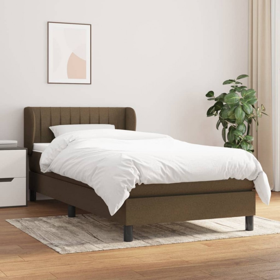 Cadre de lit avec matelas Marron foncé 90x190 cm