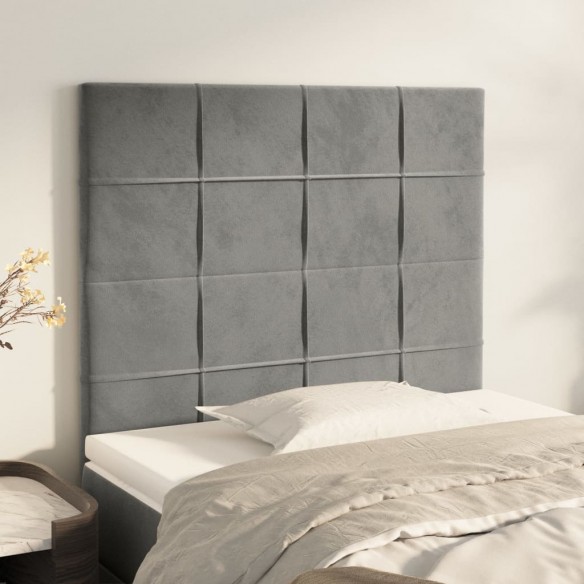 Têtes de lit 2 pcs Gris clair 90x5x78/88 cm Velours