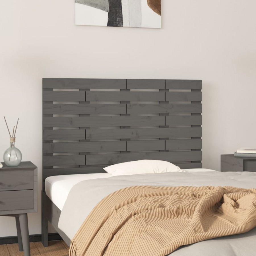 Tête de lit murale Gris 96x3x63 cm Bois massif de pin