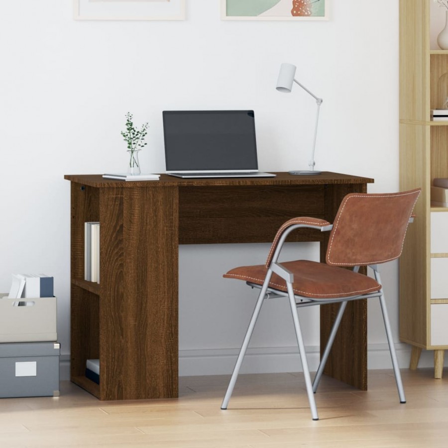 Bureau chêne marron 100x55x75 cm bois d'ingénierie