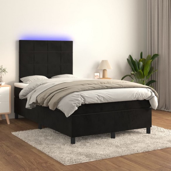 Cadre de lit matelas et LED Noir 120x200 cm Velours