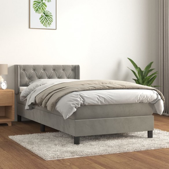 Cadre de lit et matelas Gris clair 80x200 cm Velours