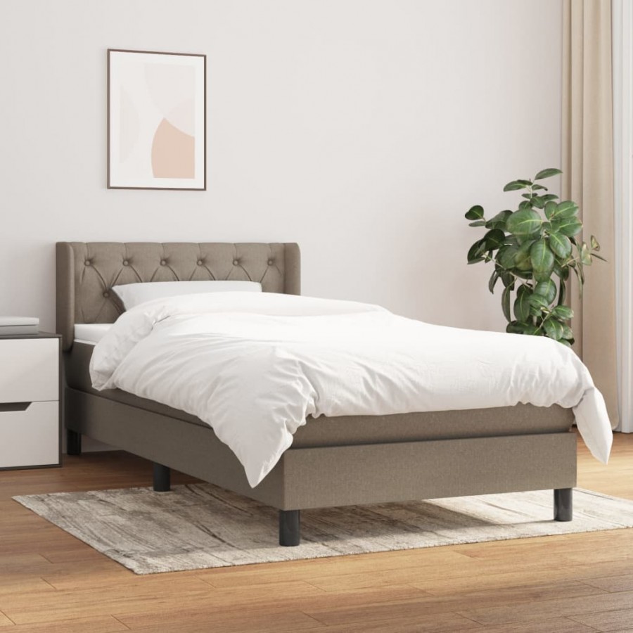 Cadre de lit avec matelas Taupe 80x200 cm Tissu