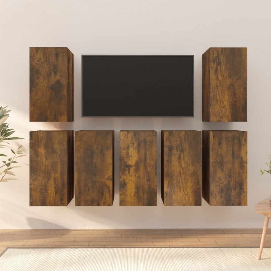 Meubles TV 7 pcs Chêne fumé 30,5x30x60 cm Bois d'ingénierie