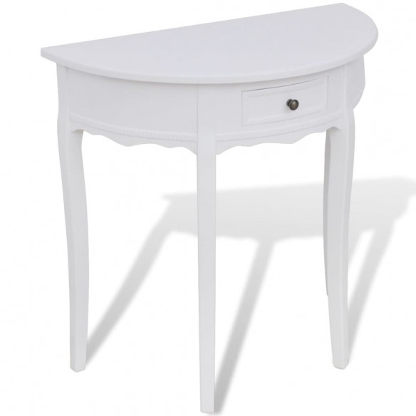 Table console avec tiroir Demi-ronde Blanc