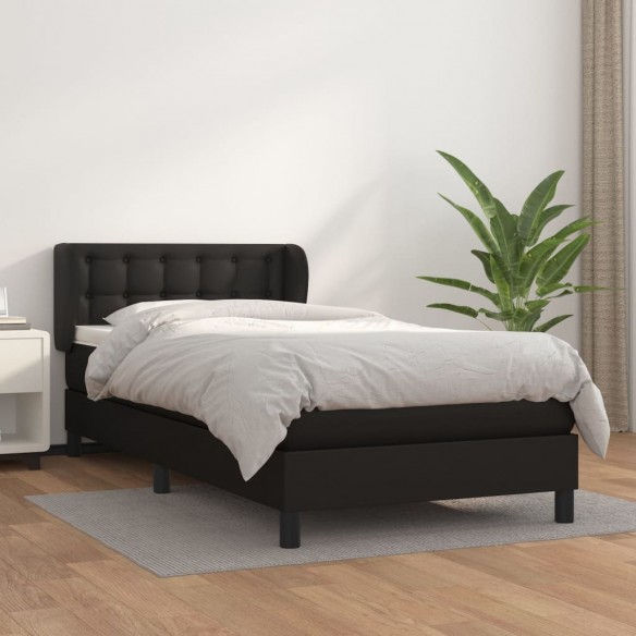 Cadre de lit avec matelas Noir 90x190 cm Similicuir