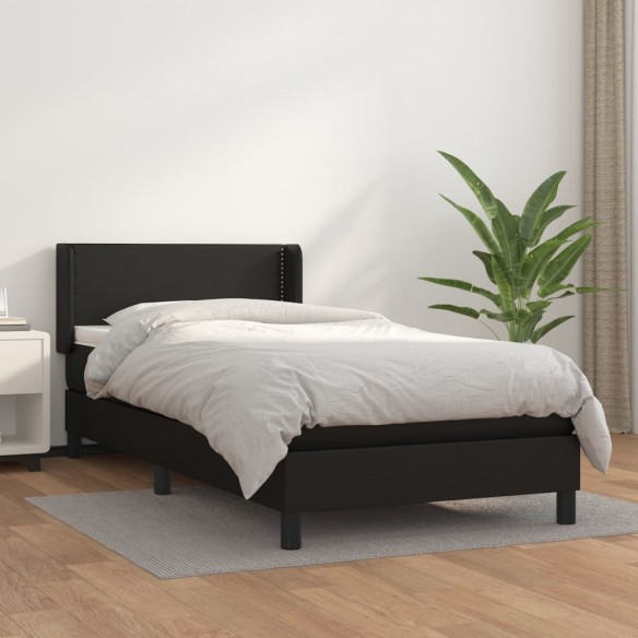 Cadre de lit avec matelas Noir 90x190 cm Similicuir