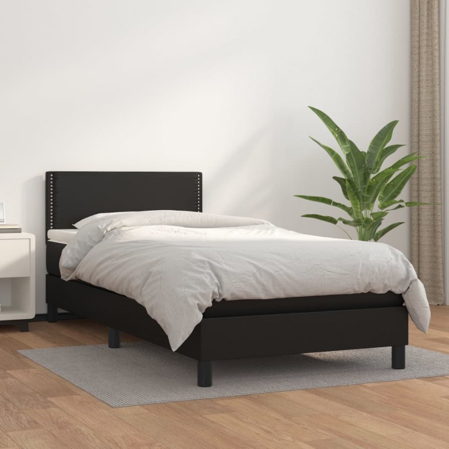 Cadre de lit avec matelas Noir 90x190 cm Similicuir