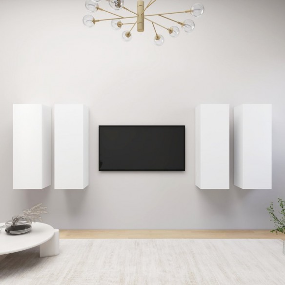 Meubles TV 4 pcs Blanc 30,5x30x90 cm Aggloméré