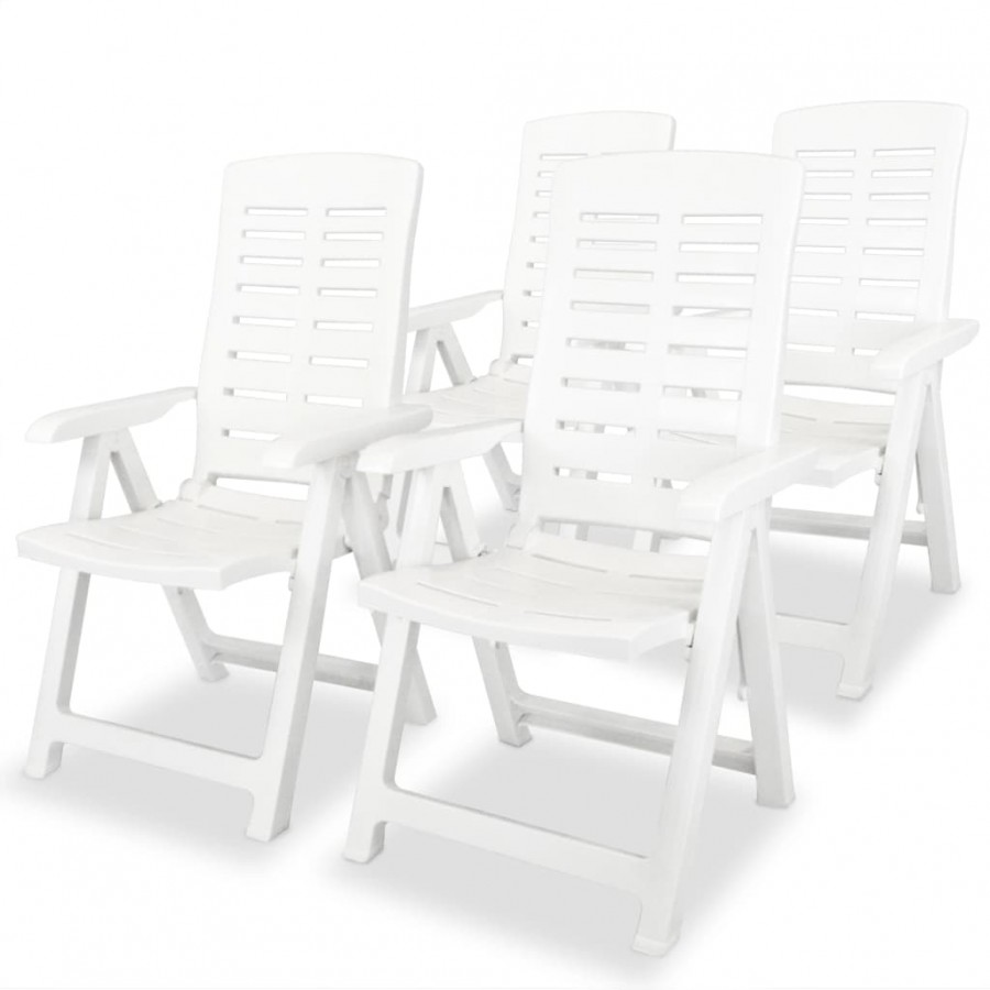 Chaises inclinables de jardin 4 pcs Plastique Blanc