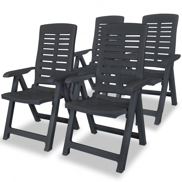 Chaises inclinables de jardin 4 pcs Plastique Anthracite