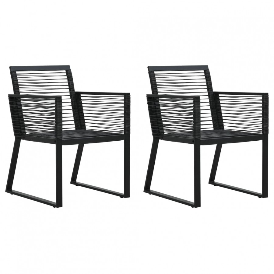 Chaises de jardin 2 pcs Noir Rotin PVC