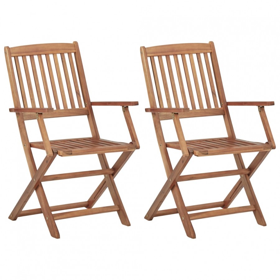 Chaises pliables d'extérieur 2 pcs Bois d'acacia solide