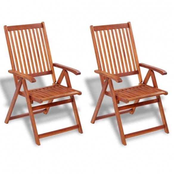 Chaises pliables de jardin 2 pcs Bois solide d'acacia Marron