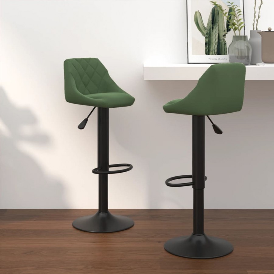 Tabourets de bar lot de 2 vert foncé velours