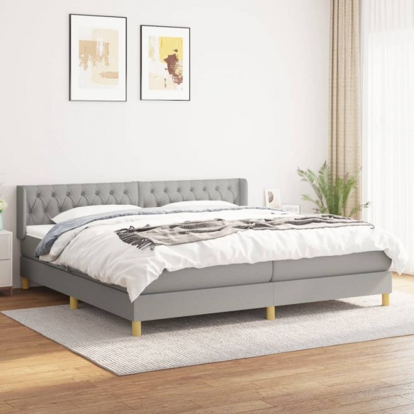 Cadre de lit avec matelas Gris clair 200x200cm Tissu