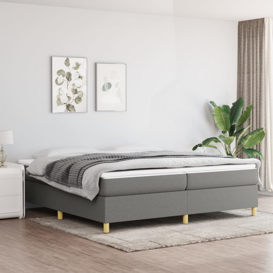 Cadre de lit avec matelas Gris foncé 200x200cm Tissu