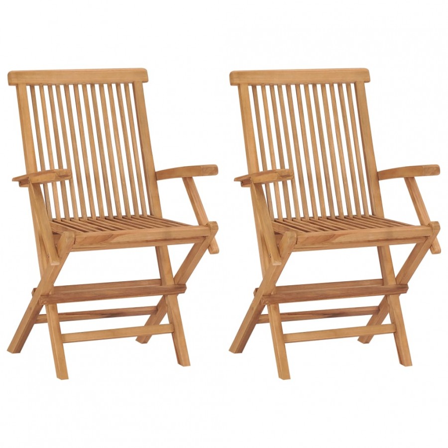 Chaises pliables de jardin 2 pcs Bois de teck solide