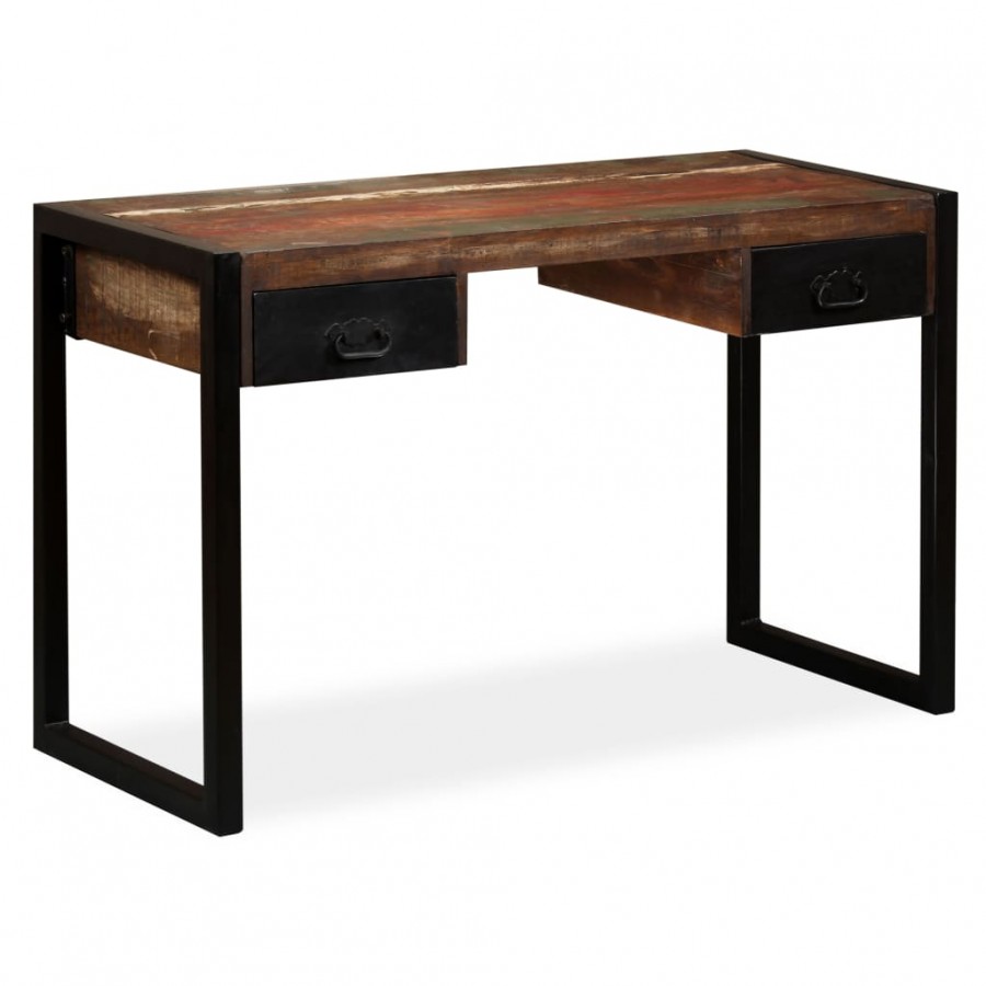 Bureau avec 2 tiroirs Bois de récupération massif 120x50x76 cm