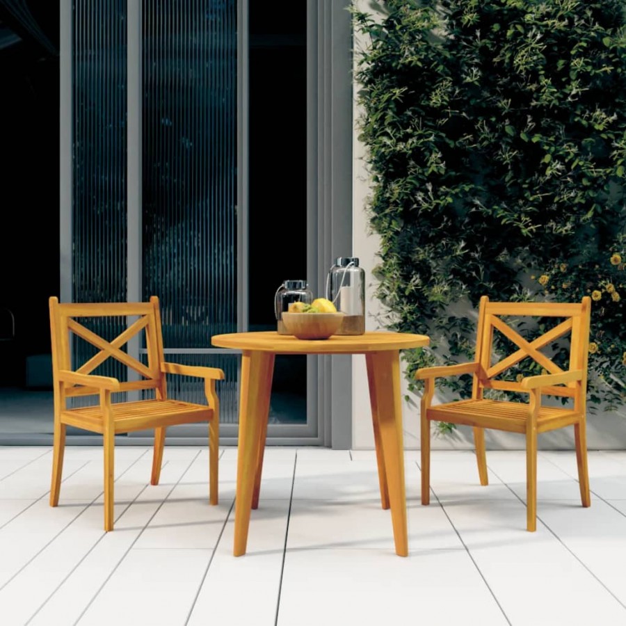 Chaises à dîner d'extérieur 2 pcs Bois d'acacia massif