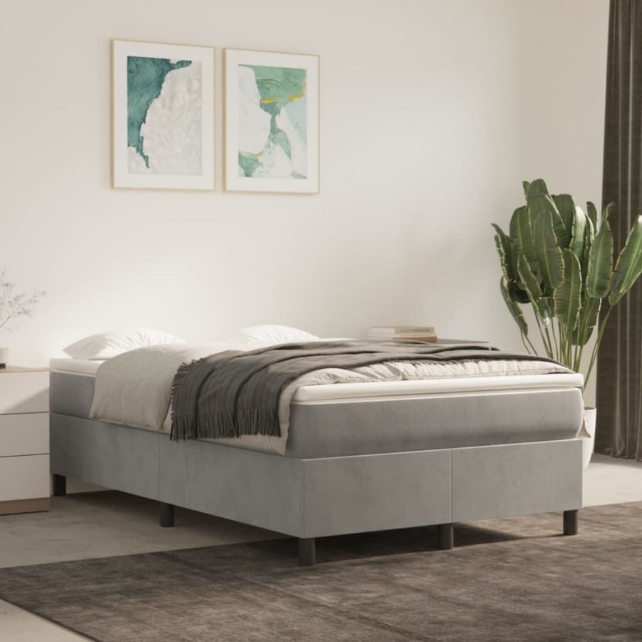 Cadre de lit et matelas Gris clair 120x200cm Velours