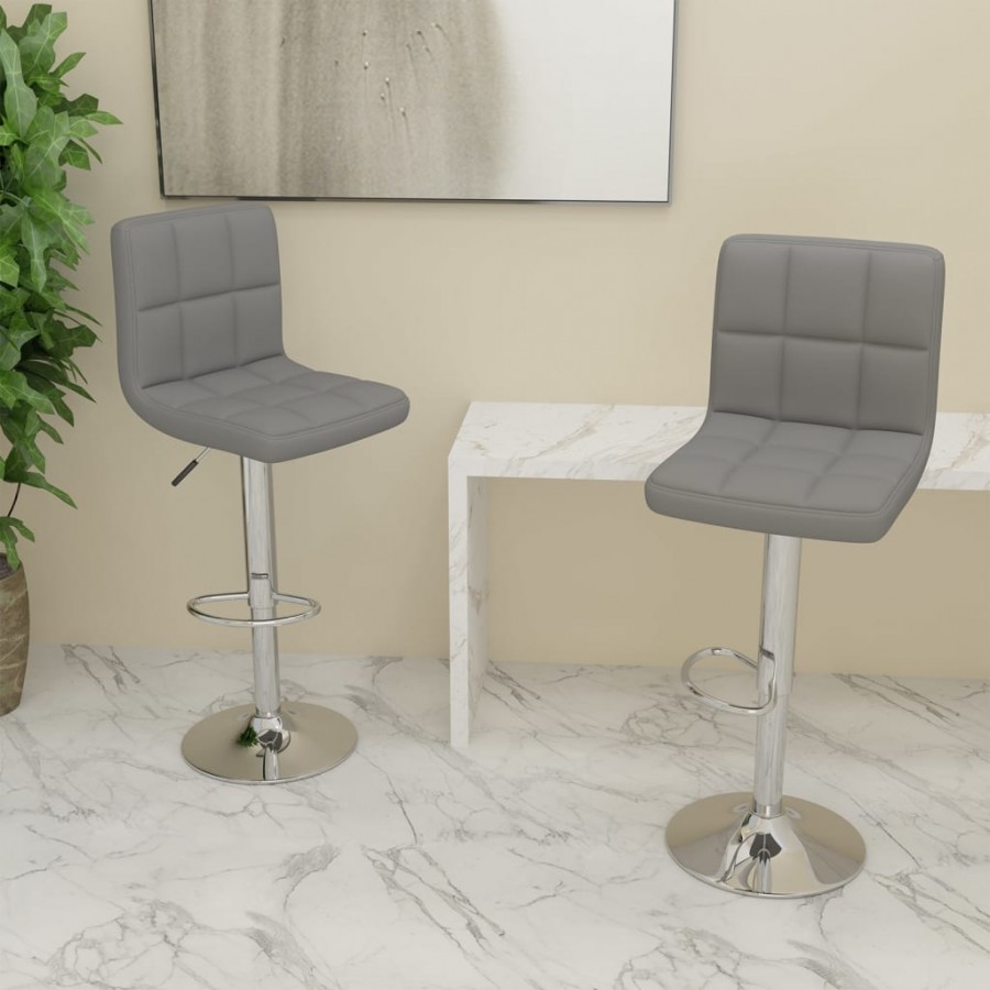 Tabourets de bar lot de 2 gris clair tissu