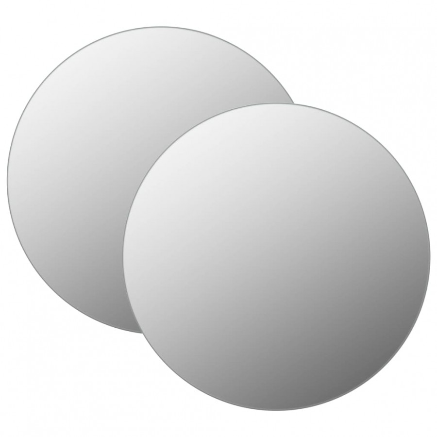 Miroirs muraux 2 pcs 50 cm Rond Verre