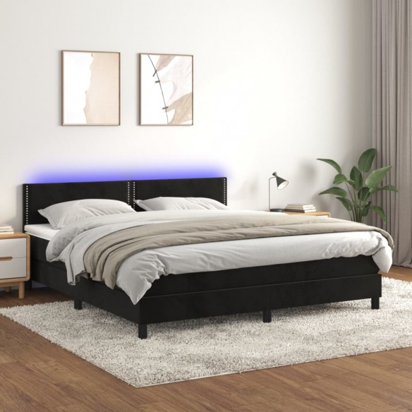 Cadre de lit avec matelas LED Noir 180x200 cm