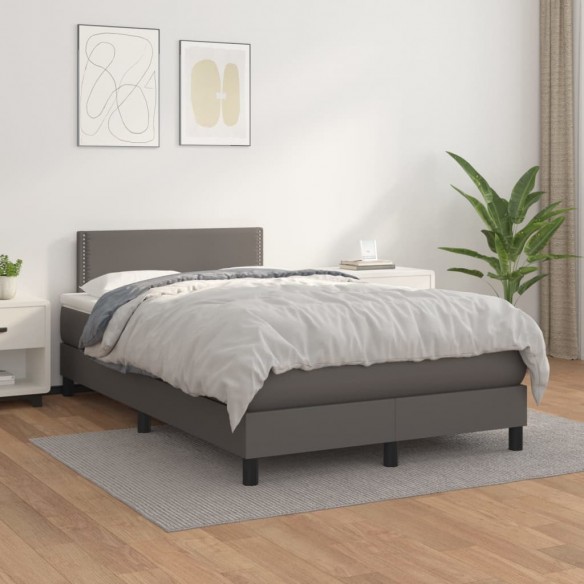 Cadre de lit avec matelas Gris 120x200 cm Similicuir