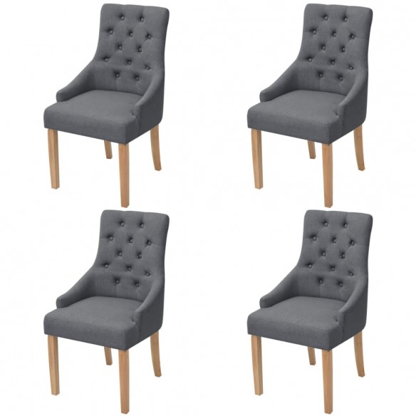 Chaises à manger lot de 4 gris foncé tissu