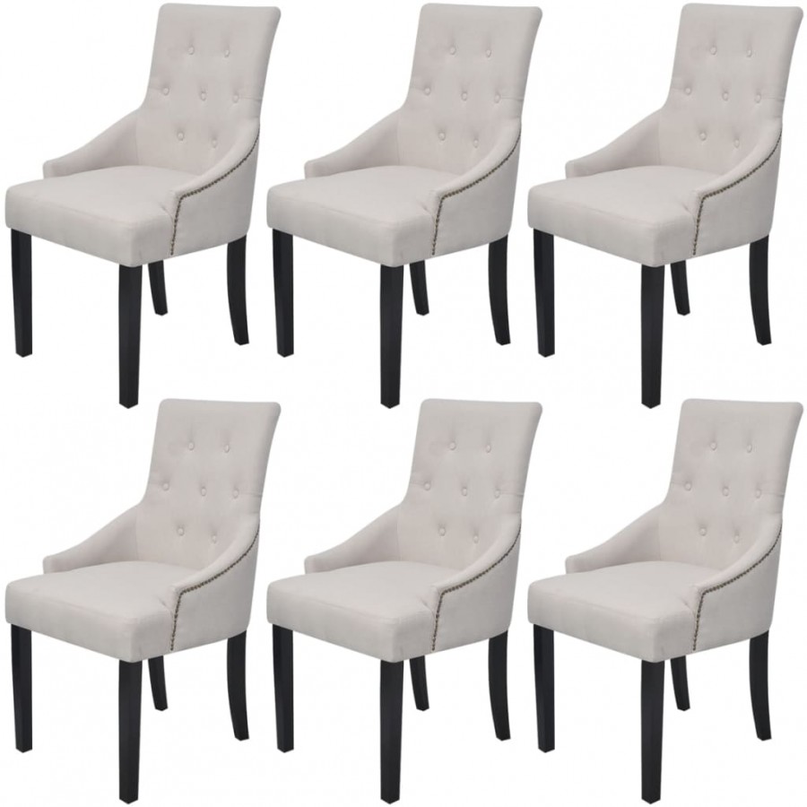 Chaises à manger lot de 6 gris crème tissu