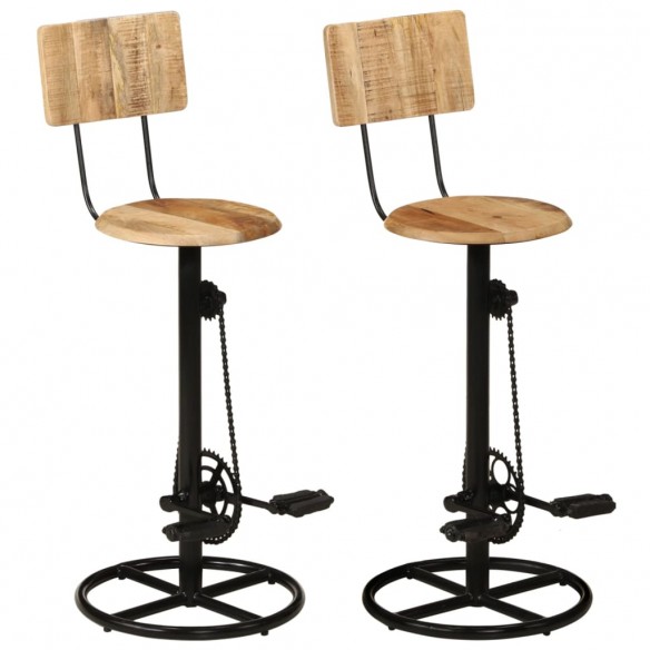 Tabourets de bar lot de 2 bois massif de manguier