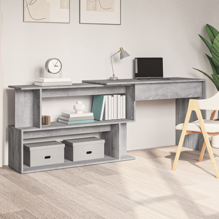 Bureau d'angle Sonoma gris 200x50x76 cm Bois d'ingénierie