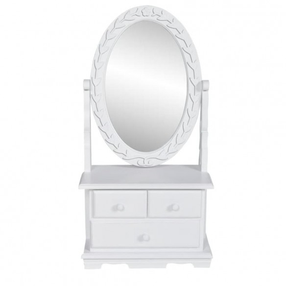 Coiffeuse avec miroir pivotant ovale MDF