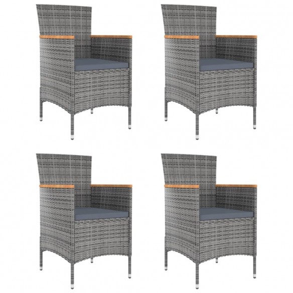 Chaises de salle à manger de jardin 4 pcs Résine tressée Gris