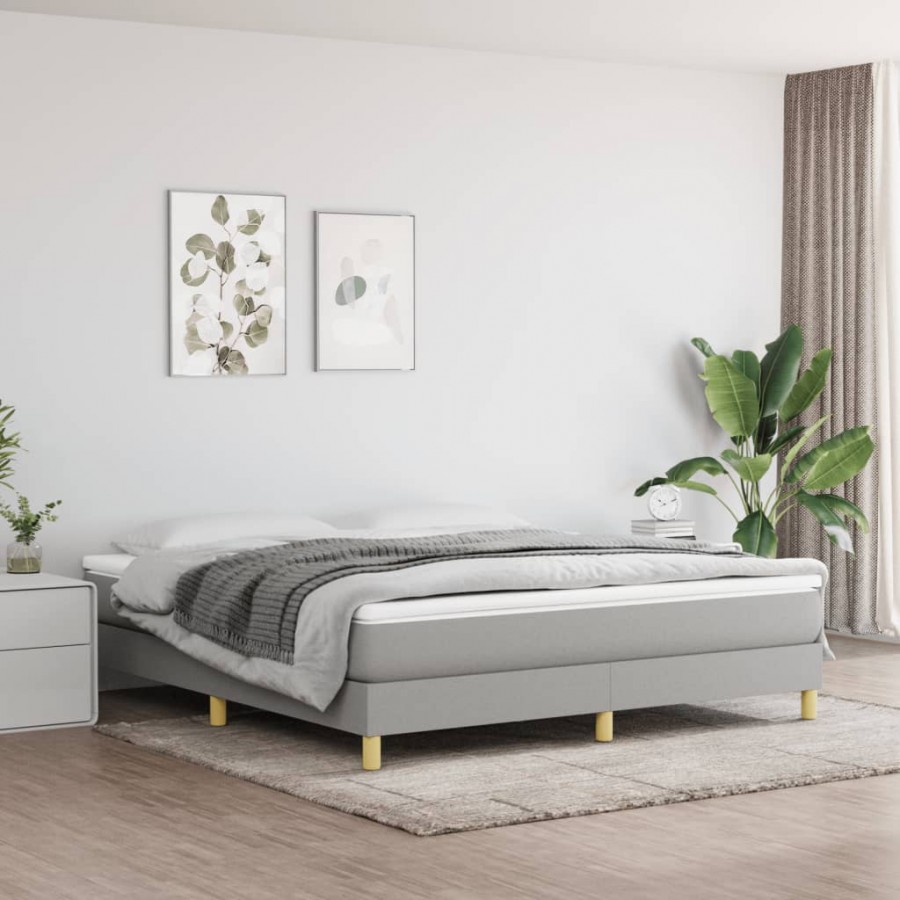 Cadre de lit avec matelas Gris clair 180x200cm Tissu