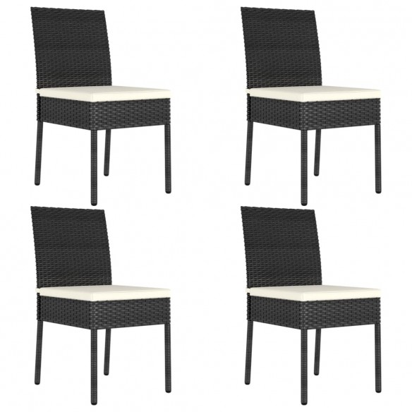 Chaises de salle à manger de jardin 4 pcs Résine tressée Noir