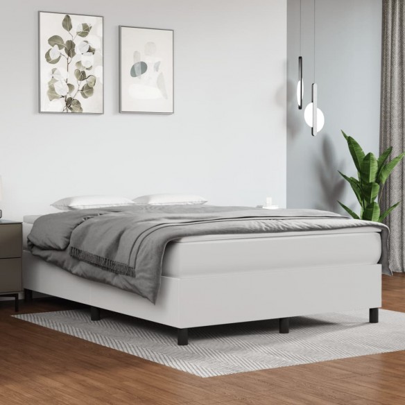 Cadre de lit avec matelas Blanc 140x190cm Similicuir