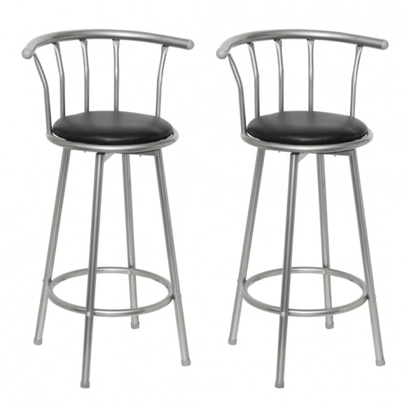 Tabourets de bar lot de 2 noir similicuir