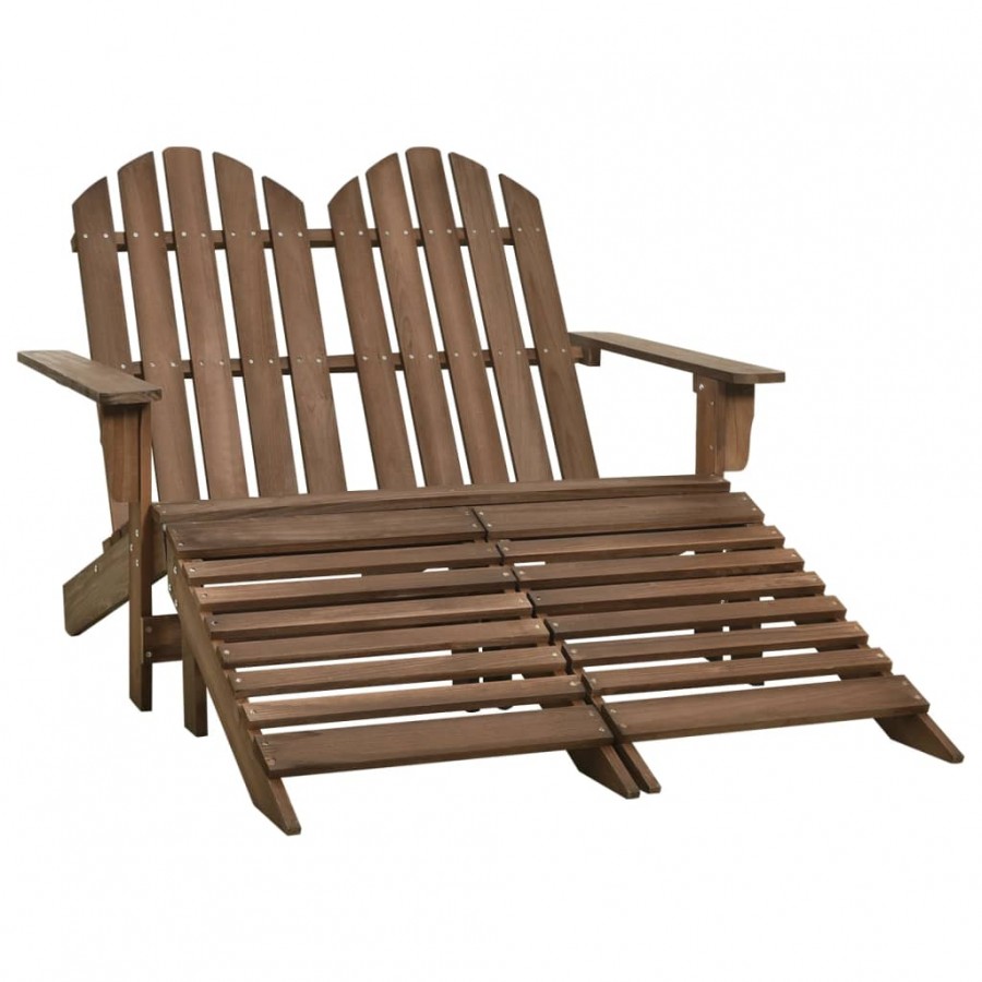 Chaise de jardin Adirondack 2places et repose-pied Sapin Marron