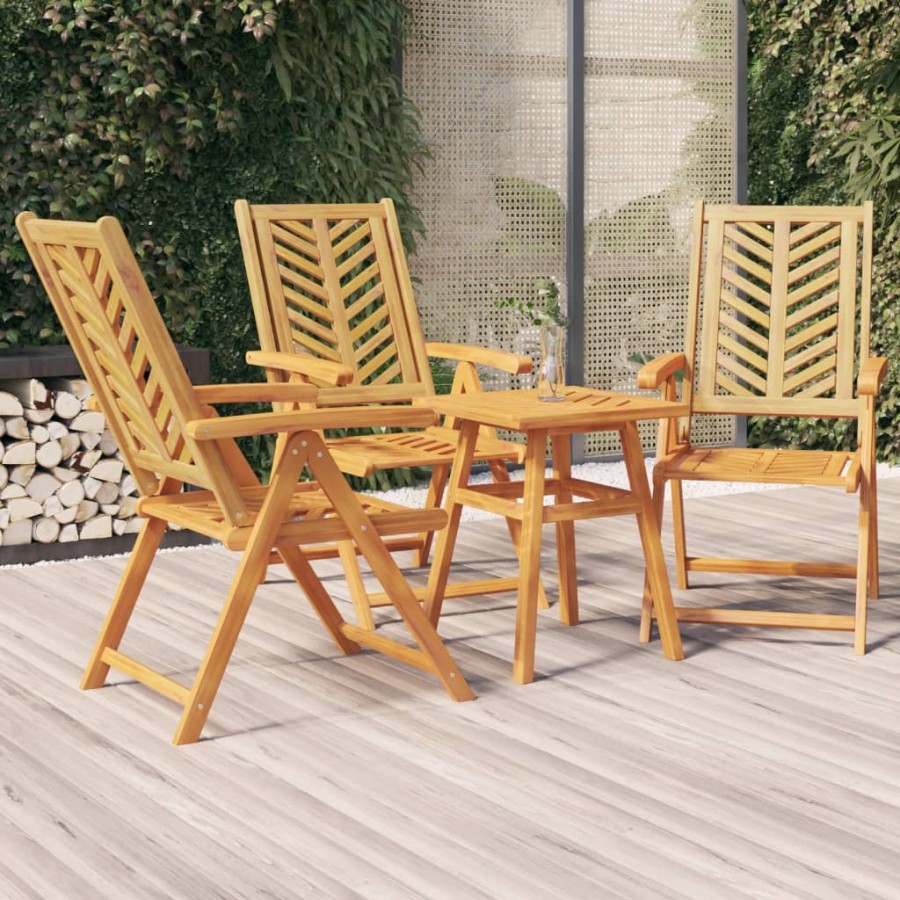 Chaises de jardin inclinables 3 pcs bois massif d'acacia