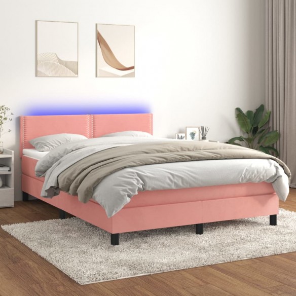 Cadre de lit avec matelas LED Rose 140x200 cm