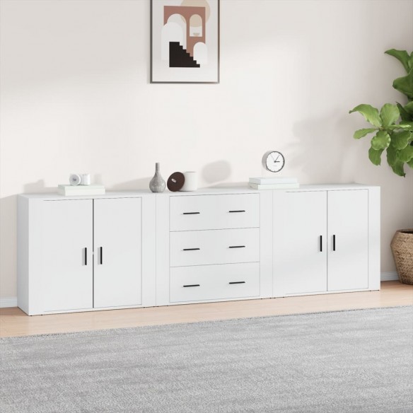 Buffets 3 pcs Blanc Bois d'ingénierie