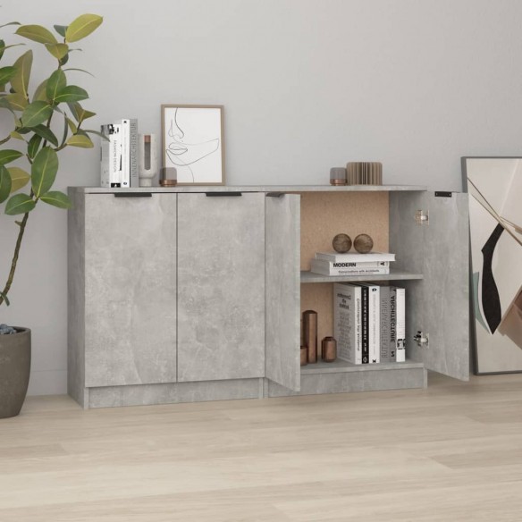 Buffets 2 pcs Gris béton 60x30x70 cm Bois d'ingénierie