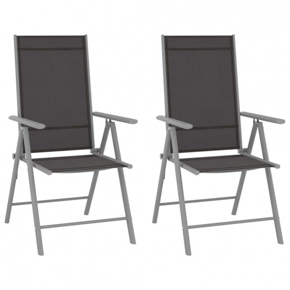 Chaises de jardin pliables 2 pcs Textilène Noir