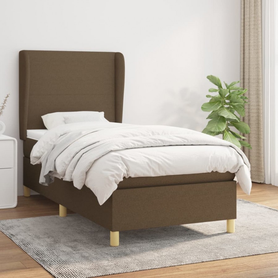 Cadre de lit avec matelas Marron foncé 100x200 cm