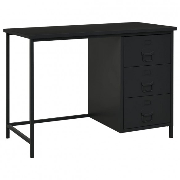 Bureau industriel avec tiroirs Noir 105x52x75 cm Acier