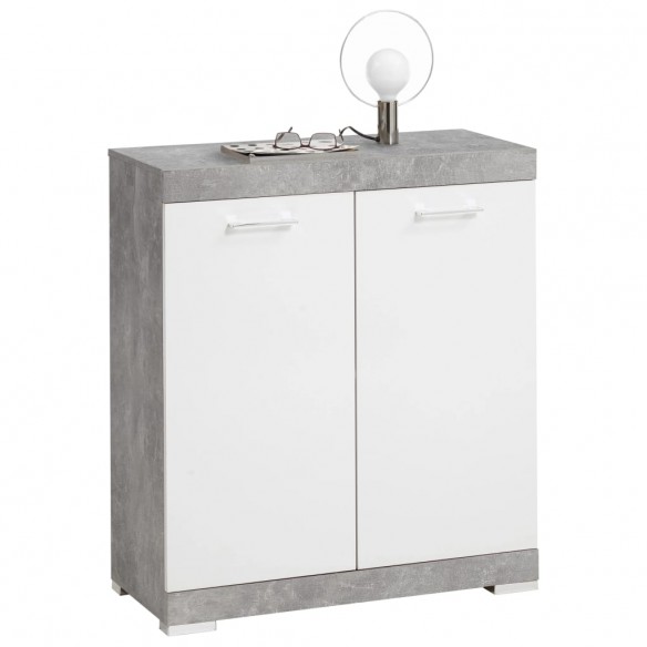 FMD Armoire avec 2 portes 80 x 34,9 x 89,9 cm Blanc et béton