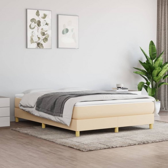 Cadre de lit avec matelas Crème 140x190 cm Tissu